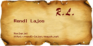 Rendl Lajos névjegykártya